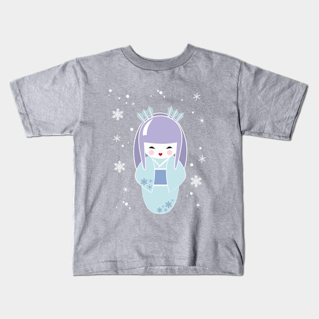 Winter Queen Kokeshi Kids T-Shirt by emanuelacarratoni